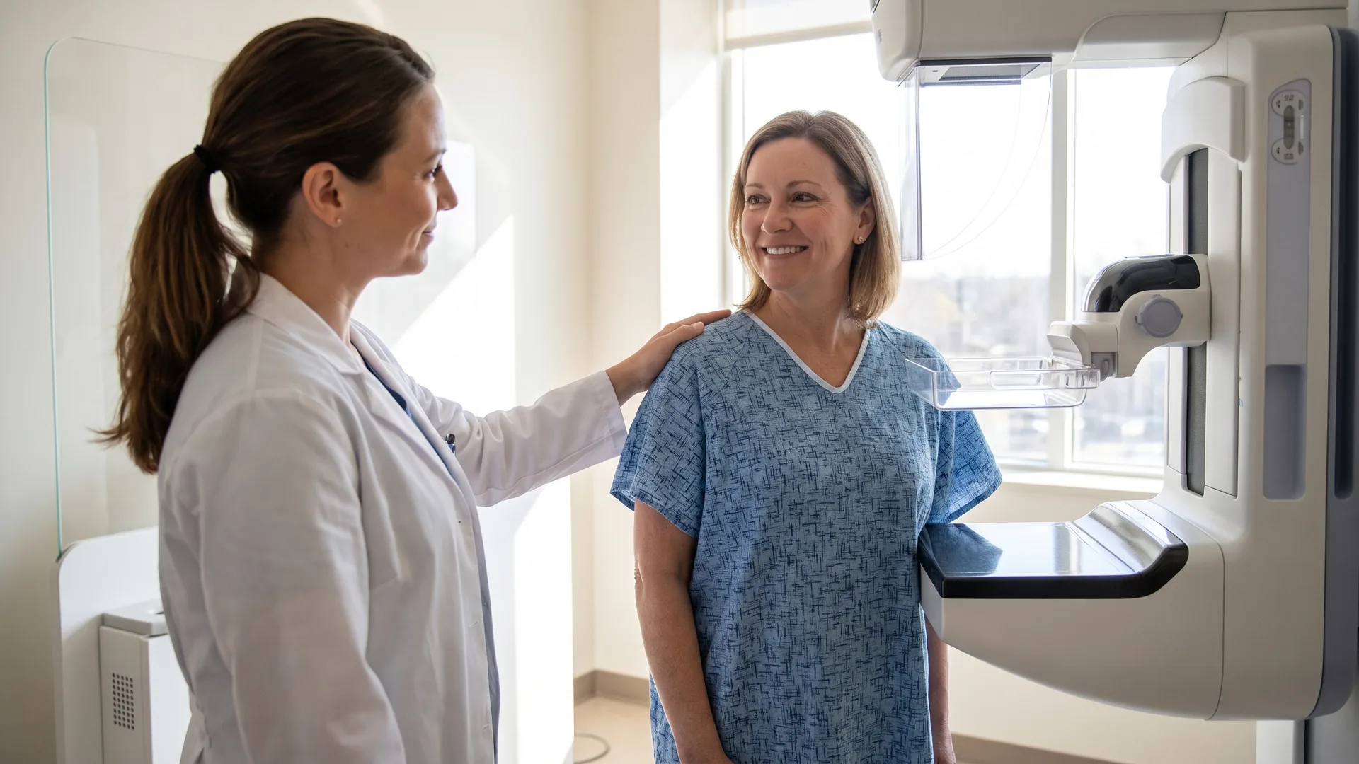 Sonographer performing an ultrasound exam