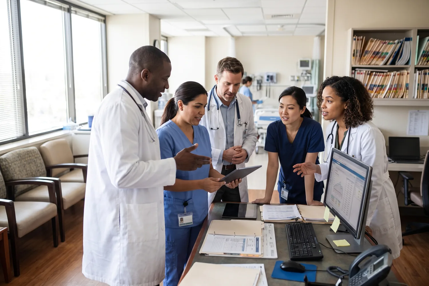 Medical team reviewing a patient chart