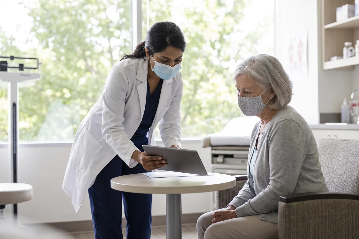 Physician explaining a treatment option to a patient